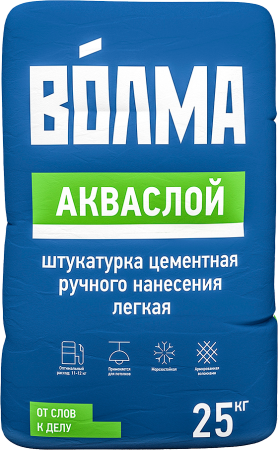 Штукатурная цементная отделочная смесь Волма-Акваслой 25кг (48шт/пал)