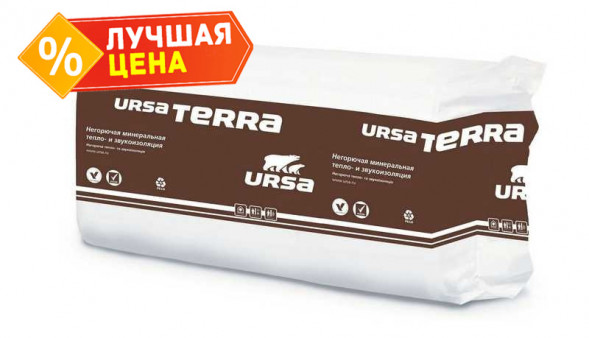 Утеплитель УРСА Terra 37 PN- П-15 У10 (1250*610*50) 17,568м2; 0.8784м3 (20уп/пал)